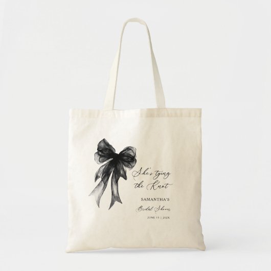 She’s Tying The Knot Black Bow Bridal Shower トートバッグ (正面)
