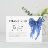 She’s Tying The Knot Blue Bow Bridal Shower サンキューカード (スタンド正面)
