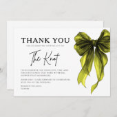 She’s Tying The Knot Chartreuse Bow Bridal Shower サンキューカード (正面/裏面)