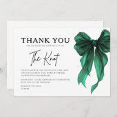 She’s Tying The Knot Green Bow Bridal Shower サンキューカード (正面/裏面)