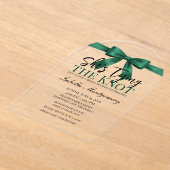 She’s Tying the Knot Theme Emerald Green Bow アクリル招待状 (レイダウン)