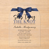 She’s Tying the Knot Theme Navy Blue Bow アクリル招待状 (正面)