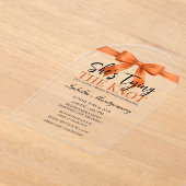 She’s Tying the Knot Theme Orange Bow アクリル招待状 (レイダウン)
