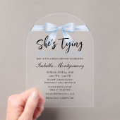 She’s Tying the Knot Theme Sky Blue Bow アクリル招待状 (インサイチュ (ポータブル))