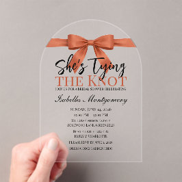 She’s Tying the Knot Theme Terracotta Bow アクリル招待状