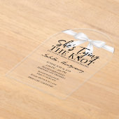 She’s Tying the Knot Theme White Bow アクリル招待状 (レイダウン)