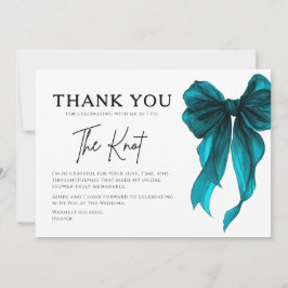 She’s Tying The Knot Turquoise Bow Bridal Shower サンキューカード