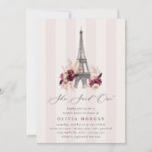 She Said Oui Blush Floral Paris Bridal Shower 招待状 (正面)
