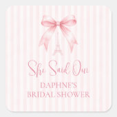 She Said Oui Bridal Shower Sticker スクエアシール (正面)