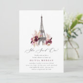 She Said Oui Burgundy Floral Paris Bridal Shower 招待状 (スタンド正面)
