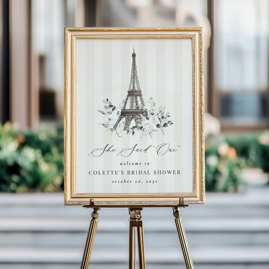 She Said Oui Paris Bridal Shower Welcome Sign ポスター