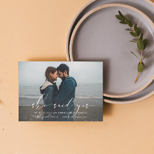 She Said Yes カリグラフィー 婚約パーティー招待状 ポストカード