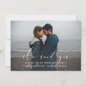 She Said Yes カリグラフィー 婚約パーティー 2枚の写真 招待状 (正面)