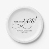 She Said Yes モダン ミニマリスト 婚約パーティー ペーパープレート (正面)