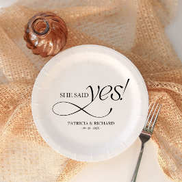 She Said Yes モダン ミニマリスト 婚約パーティー ペーパープレート