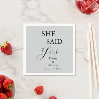 She Said Yes Bridal Shower Grey スタンダードカクテルナプキン