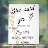 She Said Yes Bridal Shower Welcome アクリルサイン (ニュートラル)