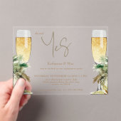 She Said Yes Champagne Tropical Engagement Party  アクリル招待状 (インサイチュ (ポータブル))