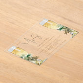 She Said Yes Champagne Tropical Engagement Party  アクリル招待状 (レイダウン)