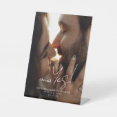 She Said Yes Couple Photo Engagement Sign Pedestal 台座サイン (正面)