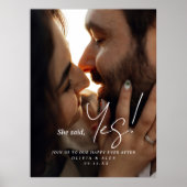 She Said Yes Couple Photo Engagement Sign Poster ポスター (正面)