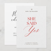 She Said Yes Engagement Party Invitation 招待状 (正面/裏面)