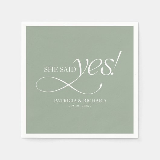 She Said Yes Modern Minimalist Engagement Party スタンダードカクテルナプキン (正面)
