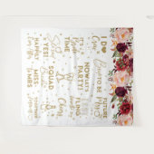 She said yesFloral Burgundy Bridal Shower Backdrop タペストリー (正面(横))
