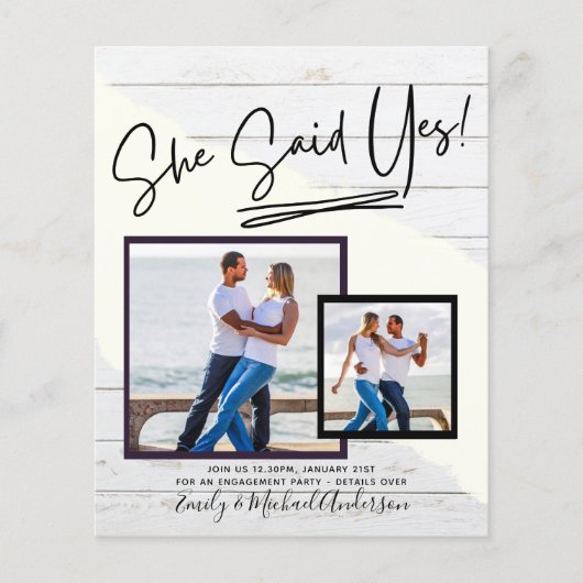 She SaidYes – フォト婚約パーティ招待状 チラシ (正面)