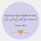 She Shall Not Be Moved Sticker Psalm 46:5 Lavender ラウンドシール (正面)