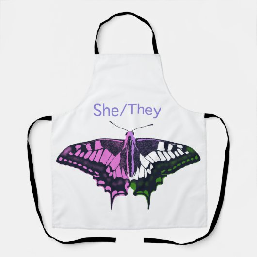 She/They非バイナリフラグアゲハチョウ エプロン (正面)