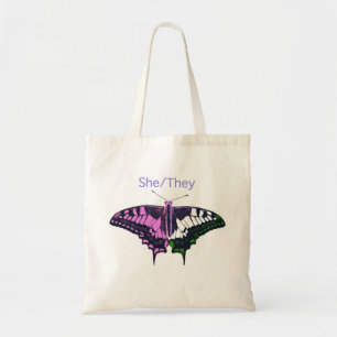 She/They非バイナリフラグアゲハチョウ トートバッグ
