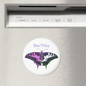 She/They非バイナリフラグアゲハチョウ マグネット (インサイチュ (食洗機))