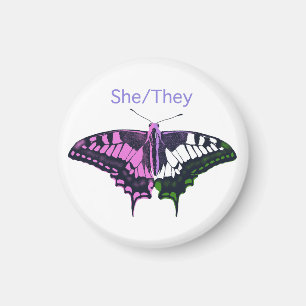 She/They非バイナリフラグアゲハチョウ マグネット
