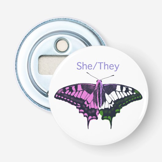 She/They非バイナリフラグアゲハチョウ 栓抜き (正面)