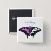 She/They非バイナリフラグアゲハチョウ 缶バッジ (正面&裏面)