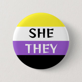 SHE/THEY非バイナリフラグカラーのカスタム代名詞 缶バッジ
