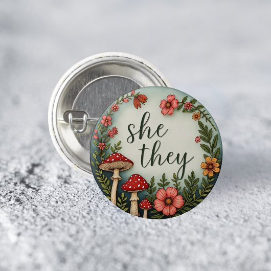 She/They コテージコア 代名詞 LGBTQ ピンバッジ