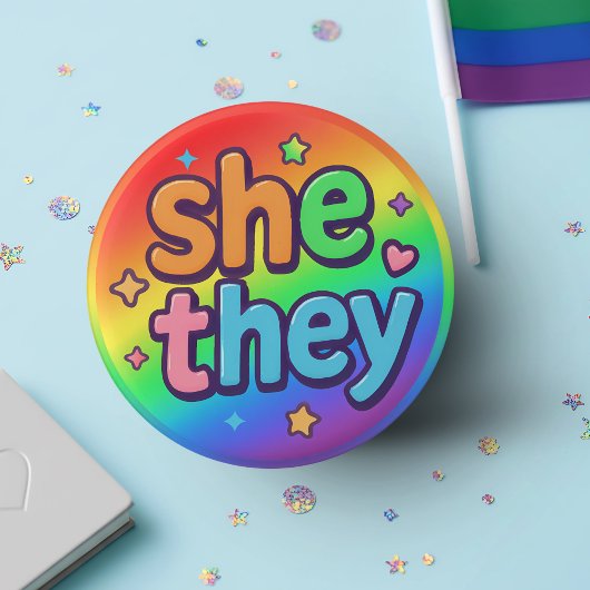 She/They 代名詞 包括的 LGBTQ+ プライド アクセサリー 缶バッジ