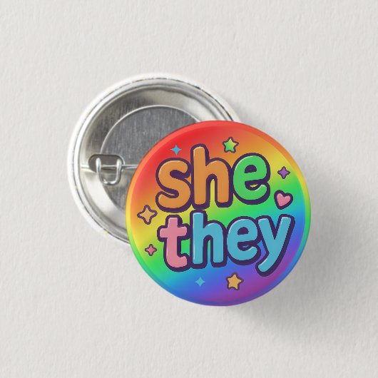 She/They Pronouns Inclusive LGBTQ+ Pride Accessory 缶バッジ (正面&裏面)