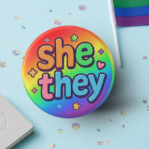 She/They Pronouns Inclusive LGBTQ+ Pride Accessory