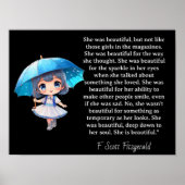 She was beautiful === F.Scott Fitzgerald  quote ポスター (正面)