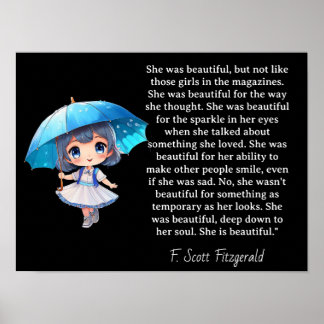 She was beautiful === F.Scott Fitzgerald  quote ポスター