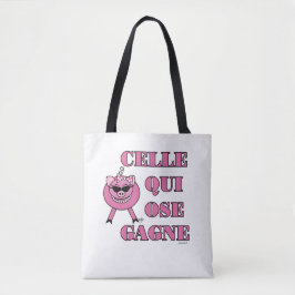She Who Dares Wins in French w/ Girly Pig トートバッグ