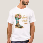 she wore flawers  – Floral Cowboy Boot Beach  Tシャツ (正面)