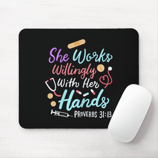 She Works Willingly With Her Hands Proverbs 31 13  マウスパッド (マウス)