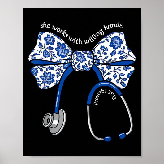 She Works With Willing Hands Proverbs 31 13 Christ ポスター (正面)