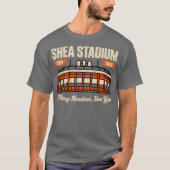 Shea Stadium Flushing Meadows, NY Retro Baseball Tシャツ (正面)