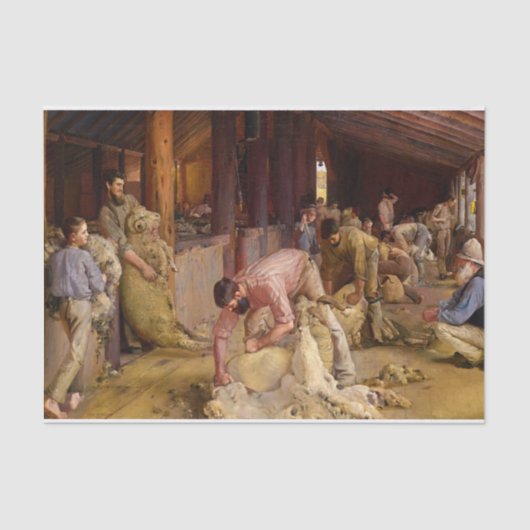 Shear the Rams, 1890 by Tom Roberts 薄葉紙 (正面)
