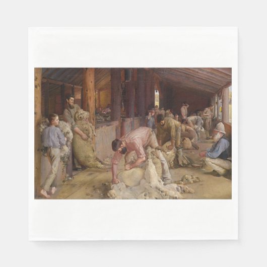 Shear the Rams (Australian Art) (Tom Roberts) スタンダードランチョンナプキン (正面)